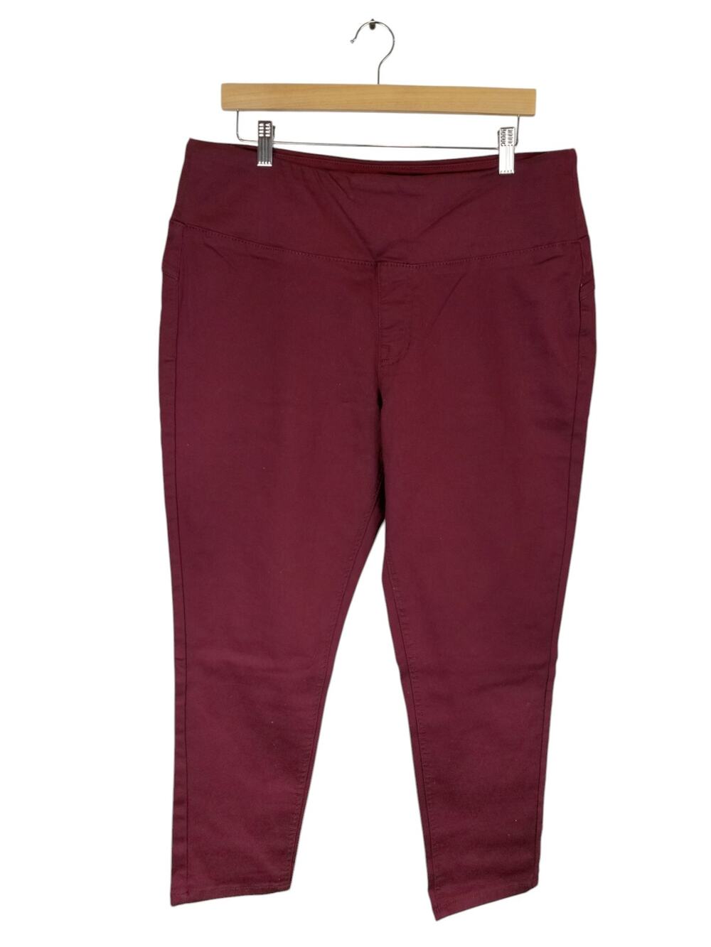 DG2 by Diane Gilman Burgundy Red Stretch Twill Pull On Ankle Pants Slim Leg PXL